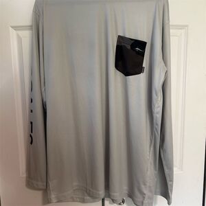 Scales Men's Long Sleeve Performance T-Shirt Gray Size XXL Crew Neck Pocket